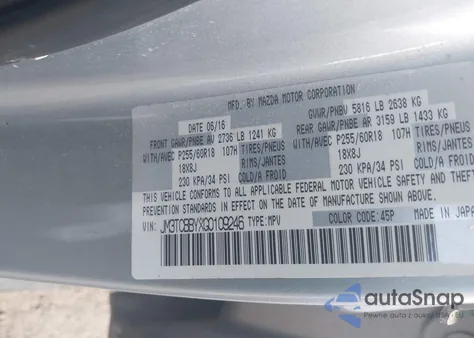 2016 Mazda Cx-9 Sport from USA, damaged, VIN JM3TCBBYXG0109246